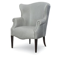 Dukane Transitional Wing Back Leather Accent Chair with Nailhead Trim