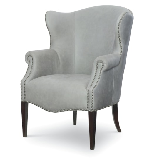 Dukane Transitional Wing Back Leather Accent Chair with Nailhead Trim