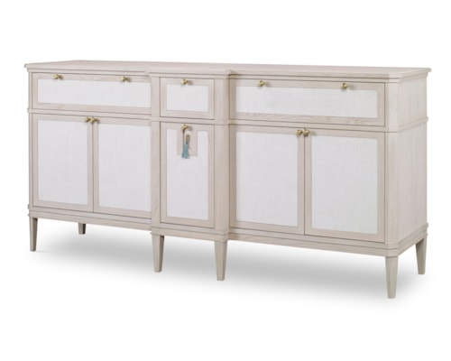 Monarch Transitional 5-Door Credenza with Soft Close Drawers
