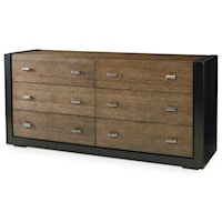 Mesa Contemporary Two-Tone Double Dresser with Metal Bar Drawer Pulls