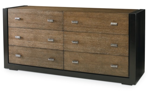 Mesa Contemporary Two-Tone Double Dresser with Metal Bar Drawer Pulls