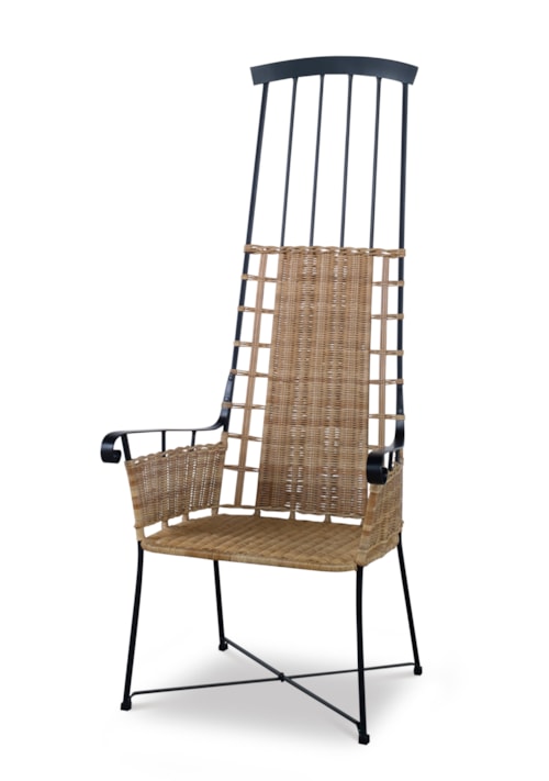 Transitional Accent Chair with Wicker Seat