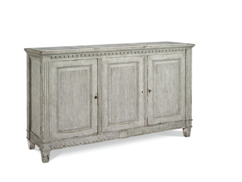 Monarch Rustic 3-Door Sideboard with Marble Top