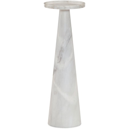 White Marble Accent Table with Cone Base