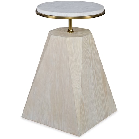 Contemporary Pyramid Accent Table with Stone Top