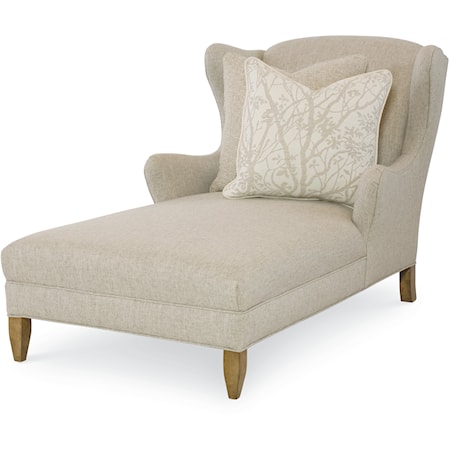 Transitional Wing Back Chaise with Tapered Legs