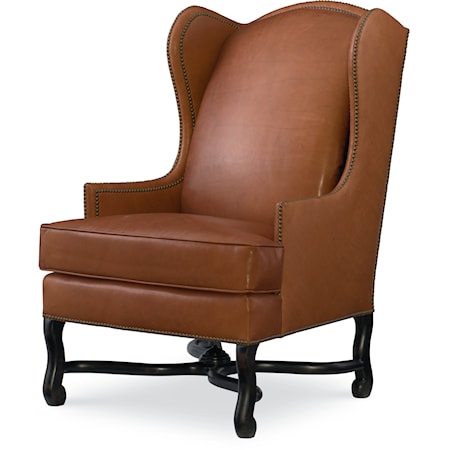Traditional Wing-Back Chair with Exposed Wood Leg Base
