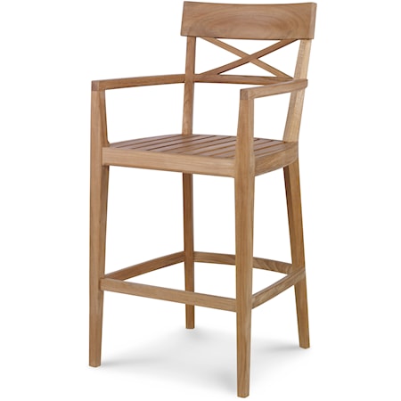 Coastal Outdoor Teak Bar Stool