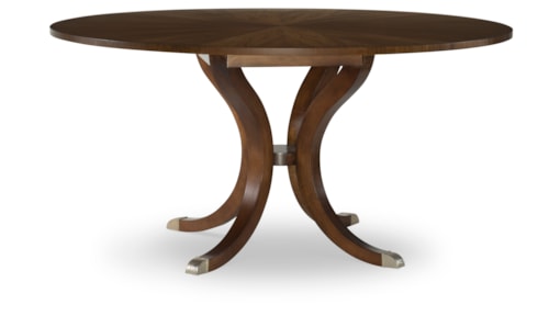 Transitional 60" Round Dining Table with Toe Caps