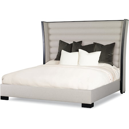 Crescent Contemporary Upholstered Bed with Channel Upholstered Headboard