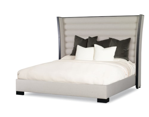 Crescent Contemporary Upholstered Bed with Channel Upholstered Headboard