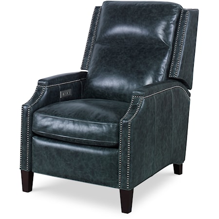 Lydia Transitional Leather Electric Recliner with Nailhead Trim