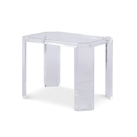 Transitional Phoenix Chairside Table with Glass Top