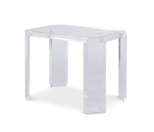 Transitional Phoenix Chairside Table with Glass Top