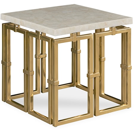 Links Transitional Chairside Table with Crystal Stone Top