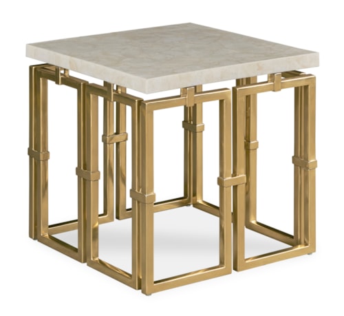 Links Transitional Chairside Table with Crystal Stone Top
