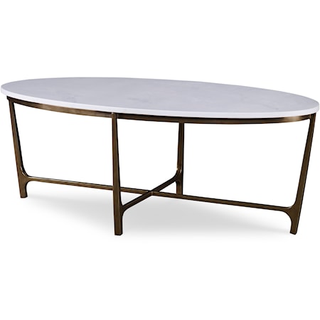 Wilcox Transitional Cocktail Table with Bronze Steel Base