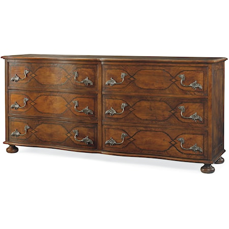 Debourg 6-Drawer Double Dresser with Metal Drawer Pulls