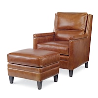 Bernard Transitional Accent Chair & Ottoman with Tapered Legs