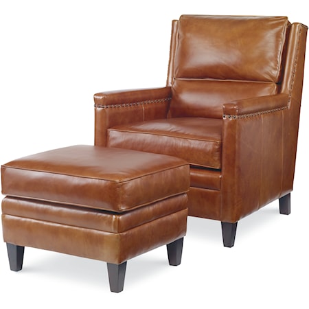 Bernard Transitional Accent Chair & Ottoman with Tapered Legs