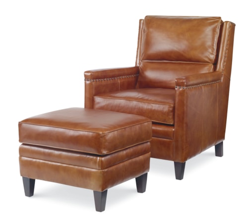 Bernard Transitional Accent Chair & Ottoman with Tapered Legs