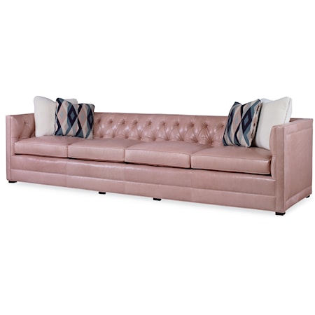 Traditional Large Tufted Sofa with Tuxedo Arms