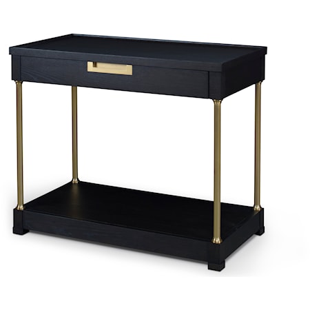 Contemporary Single Drawer Nightstand with Gold Accents