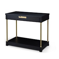 Contemporary Single Drawer Nightstand with Gold Accents