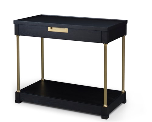 Contemporary Single Drawer Nightstand with Gold Accents