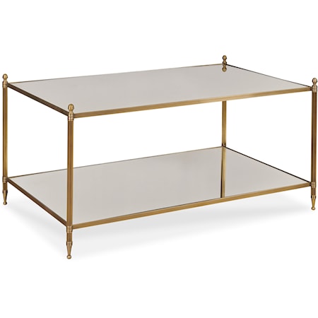 Odesa Antique Brass Cocktail Table with Open Shelf