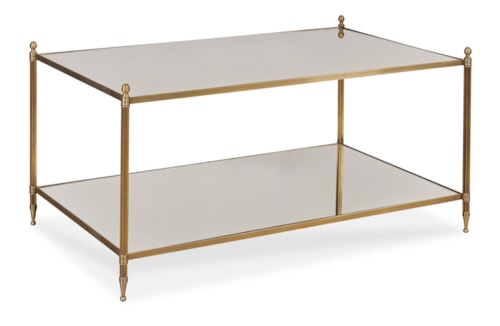 Odesa Antique Brass Cocktail Table with Open Shelf