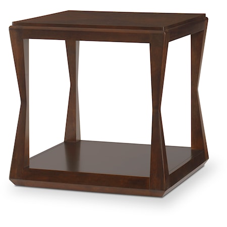 Transitional Decoeur Side Table with Open Shelf