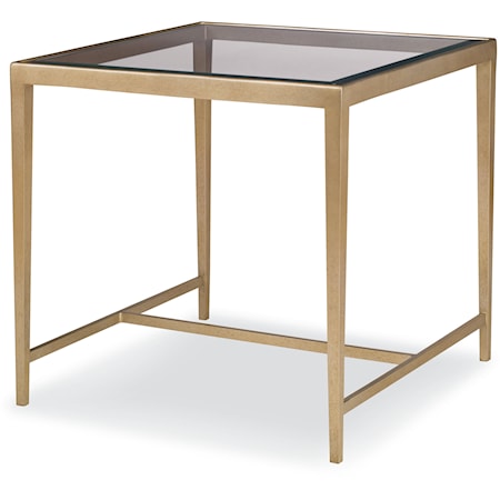 Wynwood Transitional Chairside Table with Glass Top