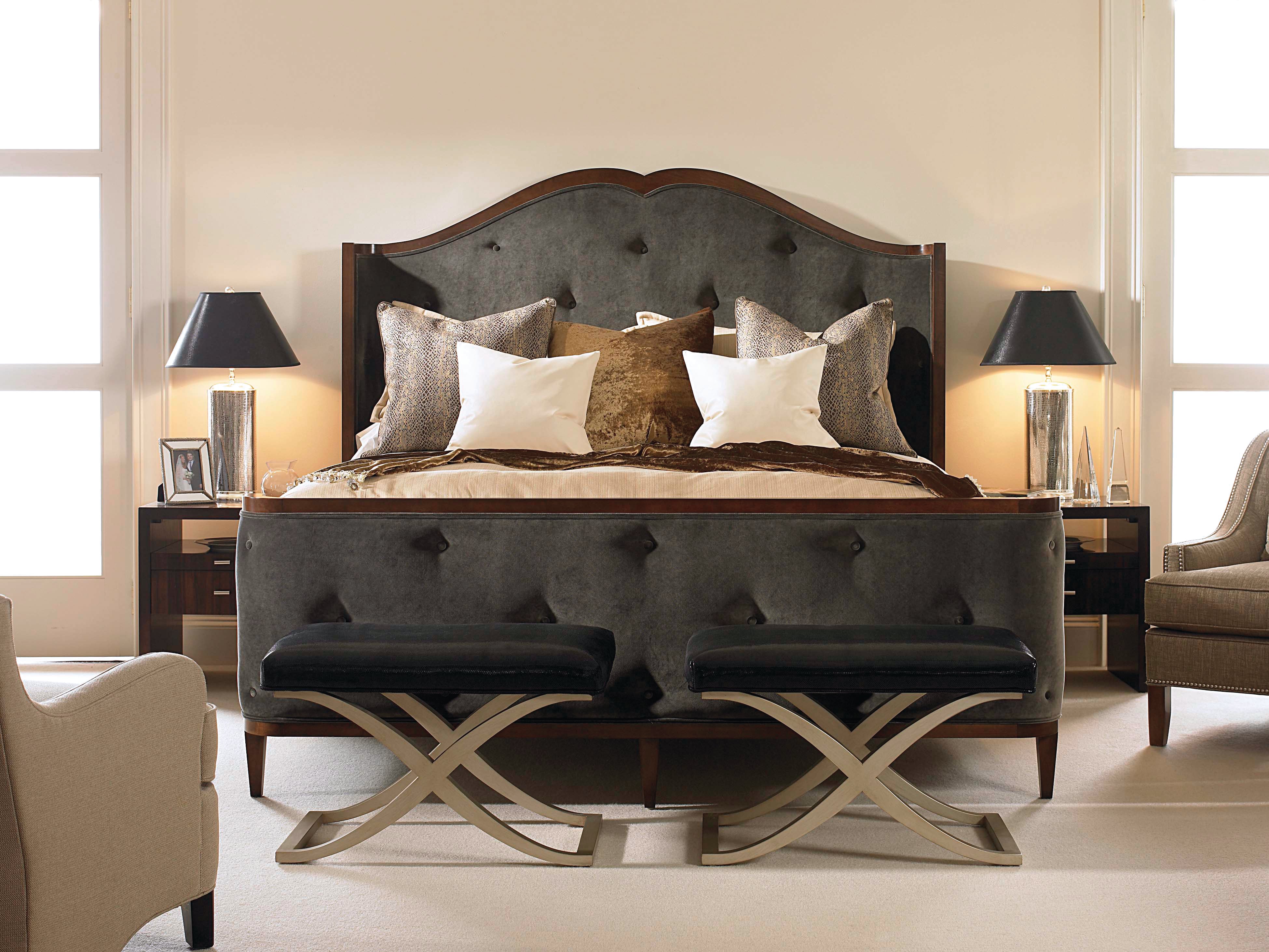 Bed with Upholstered Headboard and Footboard