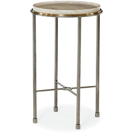 Contemporary Satin Finish Marble Top Accent Table