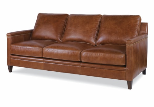 Ruskin Transitional Leather Sofa with Tapered Legs