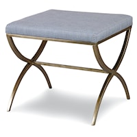 Rae Contemporary Antique Brass Upholstered Metal Bench