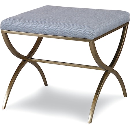 Rae Contemporary Antique Brass Upholstered Metal Bench