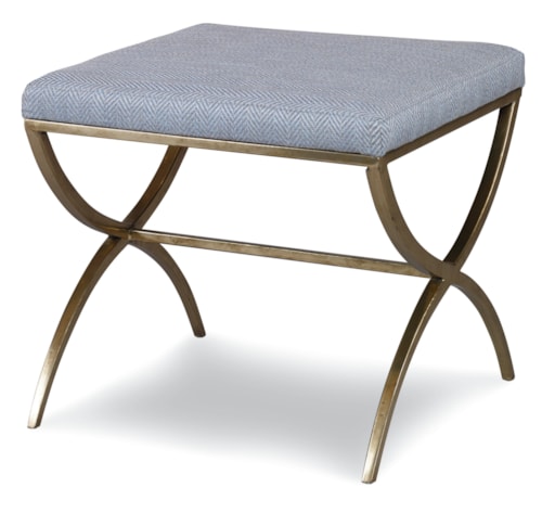 Rae Contemporary Antique Brass Upholstered Metal Bench