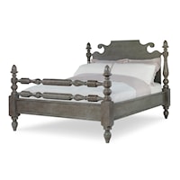 Traditional Lakehouse King Bed with Wood Headboard