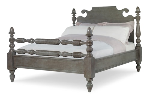 Traditional Lakehouse King Bed with Wood Headboard