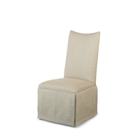 Hollister Transitional Straight Back Side Chair with Skirt and Casters