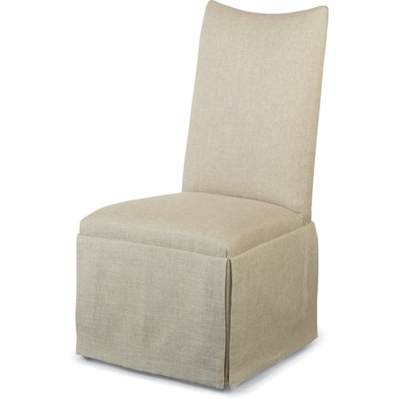 Hollister Transitional Straight Back Side Chair with Skirt and Casters