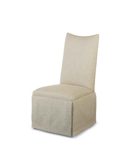 Hollister Transitional Straight Back Side Chair with Skirt and Casters