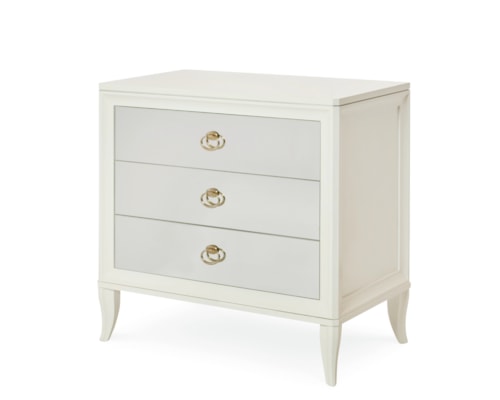 Transitional 3-Drawer Nightstand with Mirrored Front
