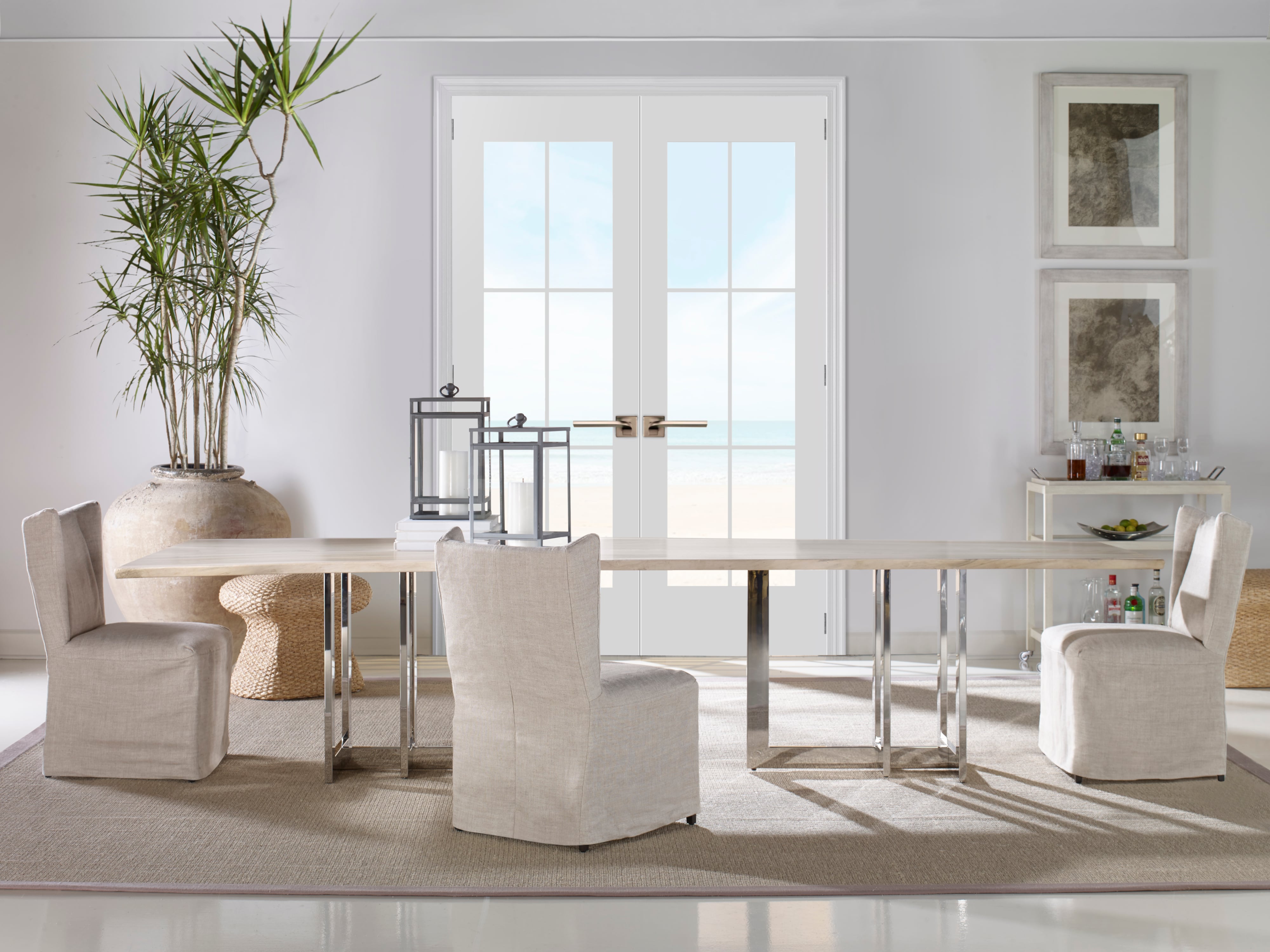 Century Details Live Edge 130 Guan.Slab Dining Tbl-Pol. Nickel