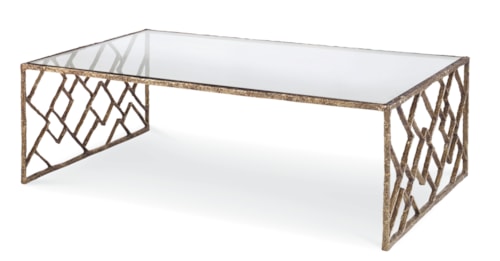 Contemporary Lattice Bronze Cocktail Table