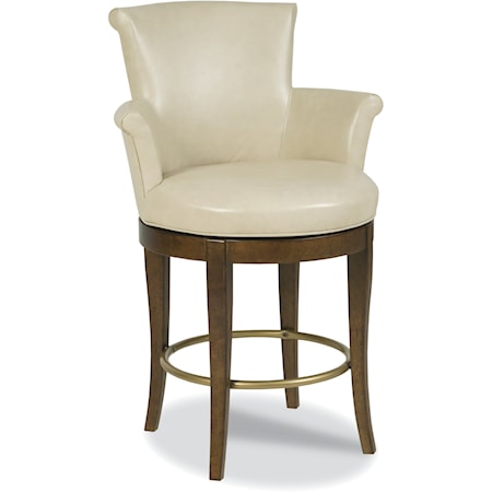 Scroll Transitional Swivel Counter Stool with Flared Arms