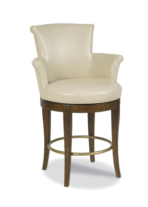 Scroll Transitional Swivel Counter Stool with Flared Arms