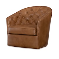 Seaworth Transitional Swivel Accent Chair with Tufted Back